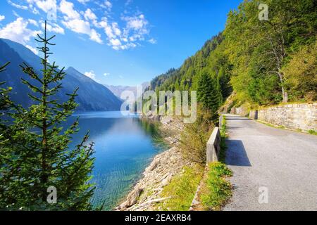 Lago del Sambuco in the Maggia Valley, Ticino in Switzerland, Europe Stock Photo