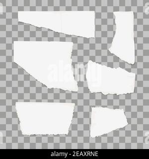 Torn paper pieces isolated on transparent background. Vector illustration Stock Vector