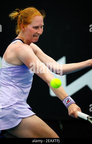 Alison Van Uytvanck (WTA 65) pictured in action during a tennis match between Belgian Van Uytvanck and Kazach Putintseva, in the second round of the w Stock Photo