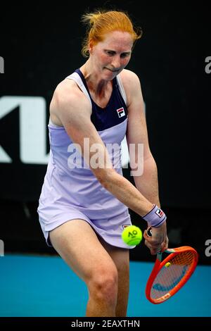 Alison Van Uytvanck (WTA 65) pictured in action during a tennis match between Belgian Van Uytvanck and Kazach Putintseva, in the second round of the w Stock Photo