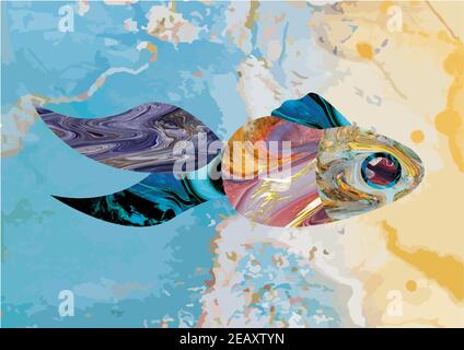 single isolated abstract art fish. stock vector illustration. cartoon design. Vector illustration Stock Vector