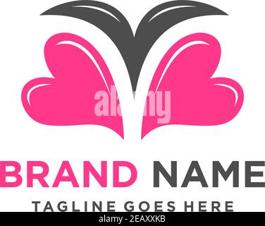 initial love logo V your company Stock Vector