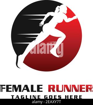 women's runner logo your company Stock Vector