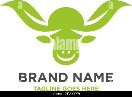 cow head leaf logo your company Stock Vector