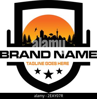 city hill shield logo your company Stock Vector