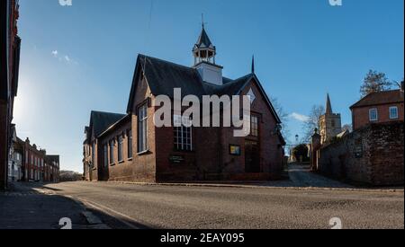 Panoramic view on empty Chesham with Church Street and St Mary's Church, Buckinghamshire, England Stock Photo