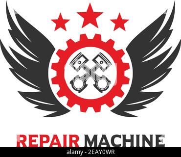 wing logo and engine piston your company Stock Vector