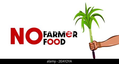 Farmers protest concepts: No farmers, no food. Farmer hand holding a cane. Stock Vector