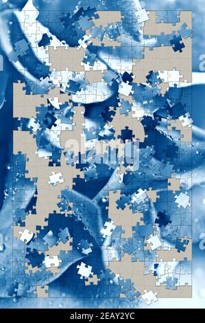 blue abstract jigsaw puzzle incomplete Stock Photo