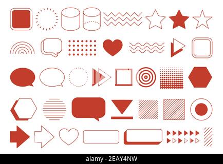 Retro design element geometric shapes set. Vintage design with line and abstract shape. Stock Vector