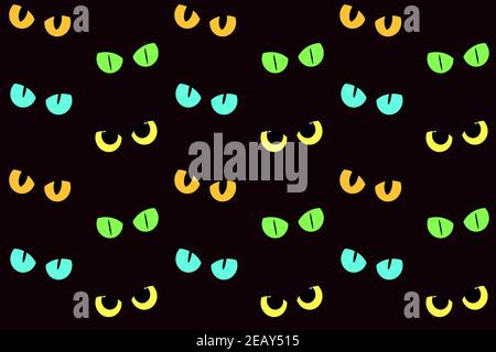 Cat eyes in the darkness pattern Stock Vector