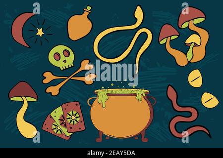 Witchcraft vector sticker pack Stock Vector