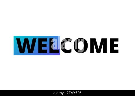 Welcome poster with text with white gradient background Stock Photo