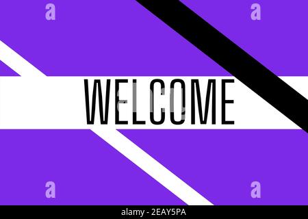 Welcome poster with text with blue background Stock Photo