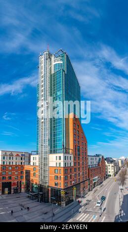 VASTERAS, SWEDEN, APRIL 19, 2019: View of the Skrapan skyscraper in the center of Vasteras, Sweden Stock Photo