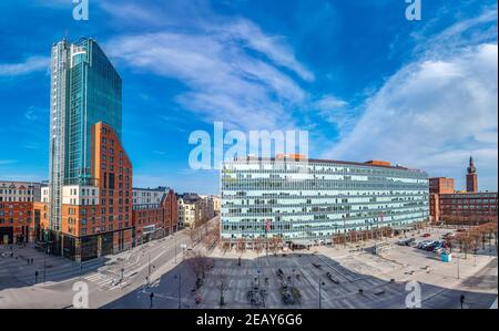 VASTERAS, SWEDEN, APRIL 19, 2019: View of the Skrapan skyscraper in the center of Vasteras, Sweden Stock Photo