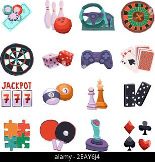 Video gambling and table games decorative icons set isolated vector illustration Stock Vector