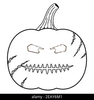 Angry halloween pumpkin coloring book page Stock Vector