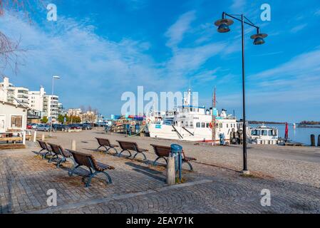 VASTERAS, SWEDEN, APRIL 19, 2019: Lakeside promenade in Vasteras, Sweden Stock Photo