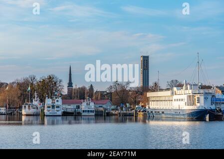 VASTERAS, SWEDEN, APRIL 19, 2019: Lakeside promenade in Vasteras, Sweden Stock Photo