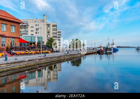 VASTERAS, SWEDEN, APRIL 19, 2019: Lakeside promenade in Vasteras, Sweden Stock Photo