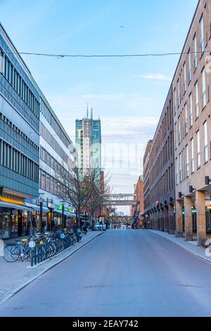 VASTERAS, SWEDEN, APRIL 19, 2019: View of the Skrapan skyscraper in the center of Vasteras, Sweden Stock Photo