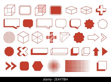 Retro design element geometric shapes set. Vintage design with line and abstract shape. Stock Vector