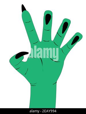 Vector zombie hand with big nails Stock Vector