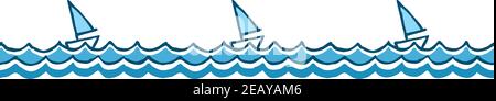 Vector illustration of a sailboats in the sea. Stock Vector