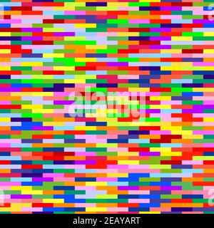 A pattern of many multi-colored bricks squares of bright colors. Design mosaic seamless background. Abstract square geometric background. Vector illus Stock Vector
