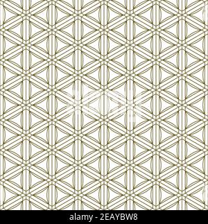 Japanese seamless Kumiko pattern in golden with average thin lines. Stock Vector