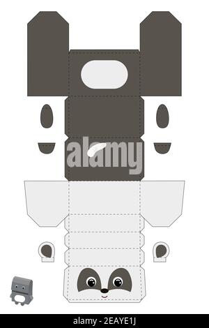 Party favor box badger design for for sweets, candies, small presents, bakery. Package template, great design for any purposes, birthdays, baby shower Stock Vector