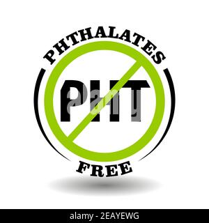 Prohibited vector stamp Phthalates free for bio packaging label. Round sign No PHT in healthy products logo, bio chemicals icon, organic cosmetics pic Stock Vector