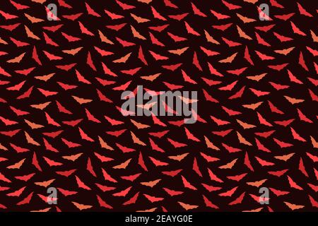 Red bat flock at night seamless pattern Stock Vector