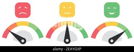 Customer icon emotions satisfaction meter with different symbol on white Stock Vector