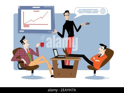Business startup, meeting with investors, startup hub, financial support, brainstorm crowdfunding Stock Vector