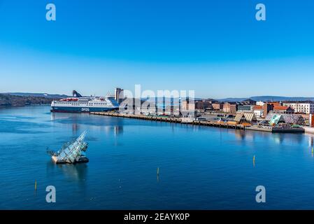 OSLO, NORWAY, APRIL 15, 2019: Skyline of the port of oslo, Norway Stock Photo