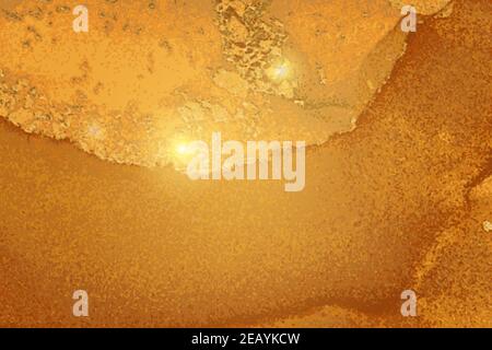 Fortuna gold marble texture with sparkles. Abstract vector background in alcohol ink technique. Modern paint with glitter. Template for banner, poster Stock Vector