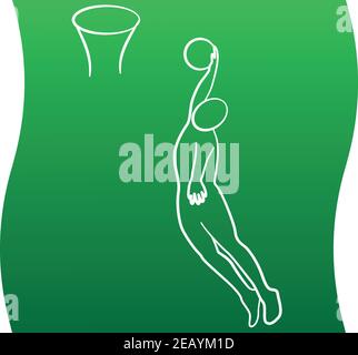 Silhouette of a basketball player. Icon of a sports set. Background and text on a separate layer, color can be changed in one click. Vector EPS 10 Stock Vector