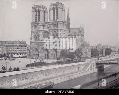 Early photograph of the Notre Dame in Paris, France. Stock Photo