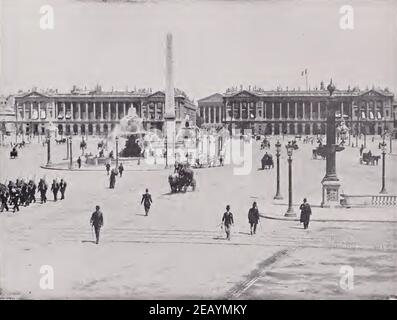 Early photograph of Place de la Concorde in Paris, France Stock Photo