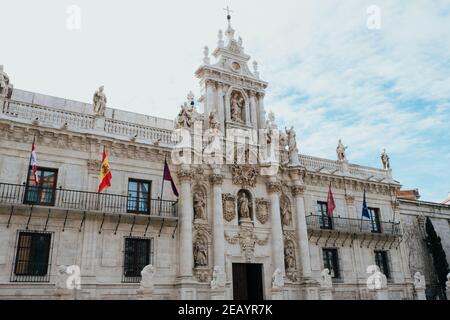 Baroque facade of the University of Valladolid, Spain Stock Photo