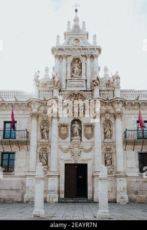 Baroque facade of the University of Valladolid, Spain Stock Photo