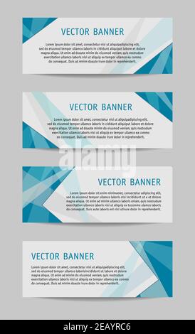 Set of abstract vibrant banner templates. Turquoise vector background. Technology layout design for landing page, flyer, advertising, marketing. EPS10 Stock Vector