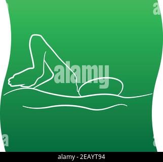 Swimming icon of a set. Green gradient line illustration. Vector EPS 10 Stock Vector