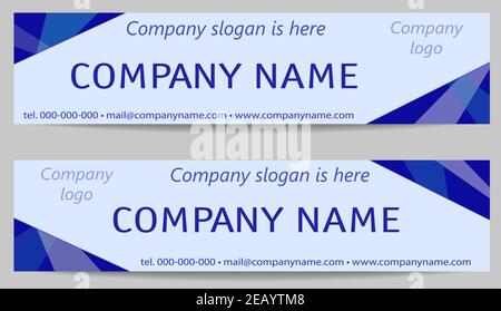 Two blue banner templates. Light background for text, flat simple geometric design. Vector layouts for advertising, marketing, presentation. EPS10