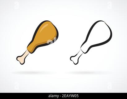Vector of chicken drumstick design on white background. Chicken Drumstick. Easy editable layered vector illustration. Stock Vector