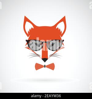 Vector of fox wearing glasses on white background. Animal fashion. Easy editable layered vector illustration. Wild Animals. Stock Vector