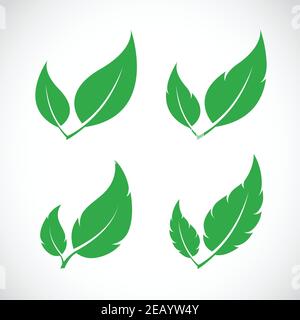 Vector leaves icon set on white background, Easy editable layered vector illustration. Stock Vector