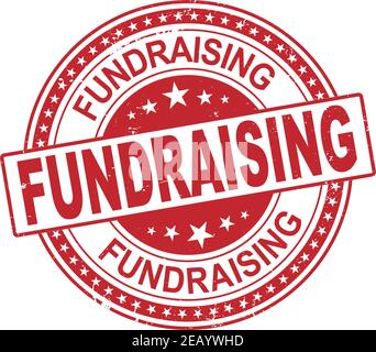 red fundraising round grunge stamp on a white background Stock Vector